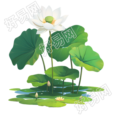 白色莲花插画素材