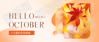 十月你好唯美枫叶微信公众号首图