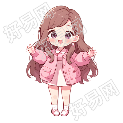 Q版人物可爱女孩元素