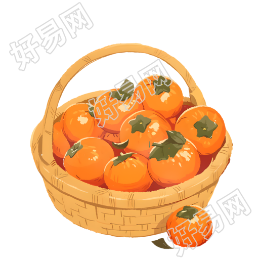 一篮子柿子素材