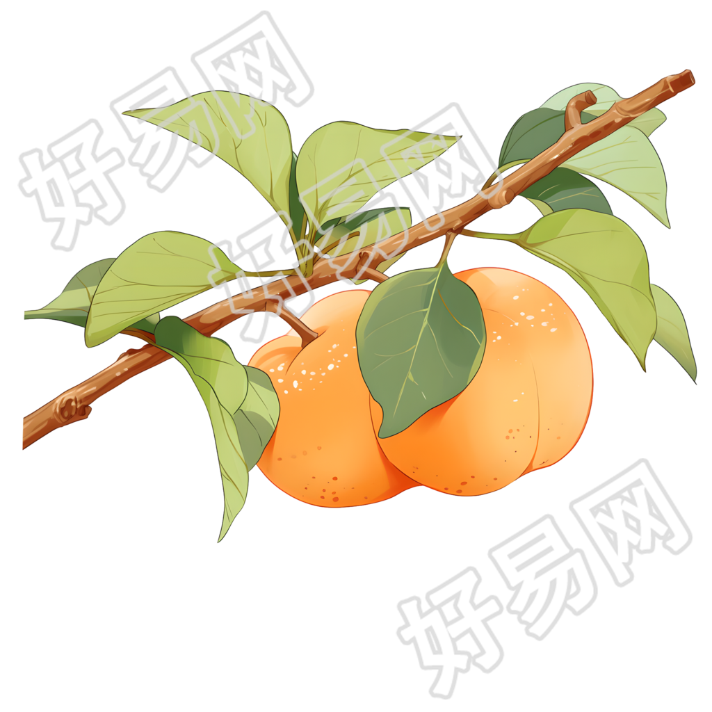 柿子秋季水果插画