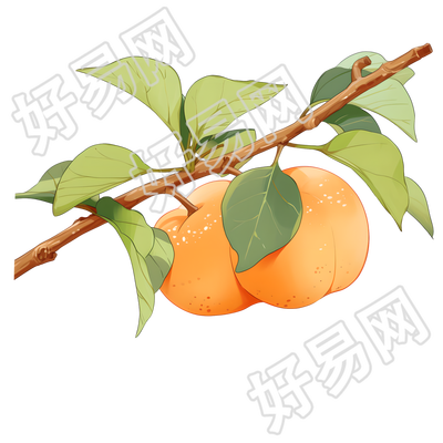 柿子秋季水果插画