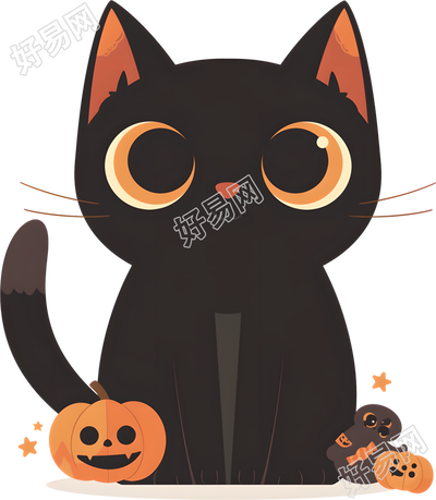 万圣节黑猫插画
