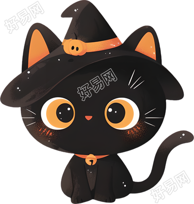 万圣节黑猫贴纸素材