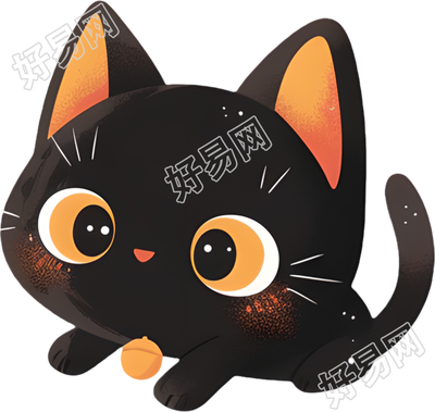 万圣节黑猫卡通插画