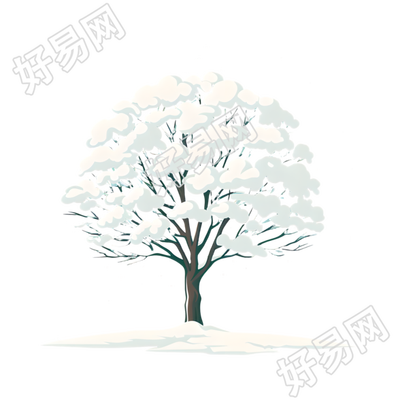 大雪树木插画