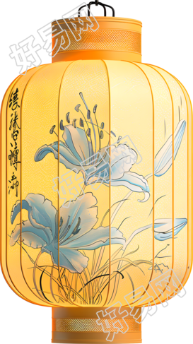 赏灯东方插画设计元素