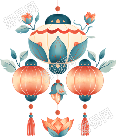 赏灯插画素材