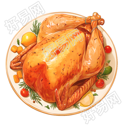 烤火鸡插画素材
