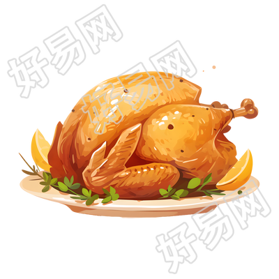 烤火鸡插画图形素材