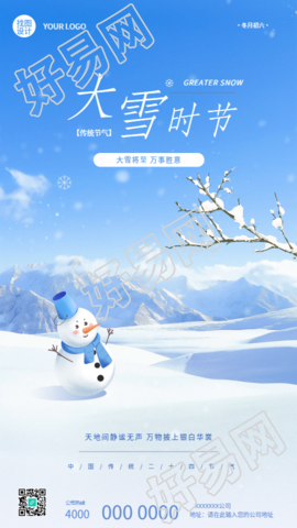 二十四节气大雪唯美手机海报