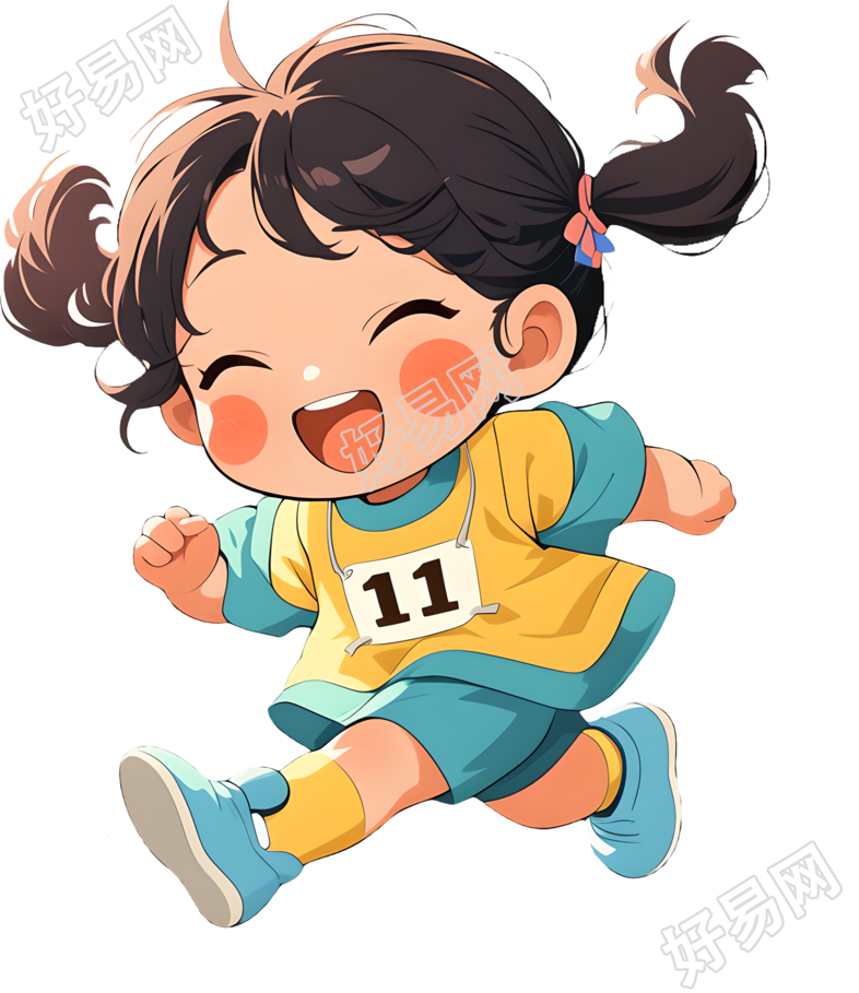 亲子运动可爱女孩元素