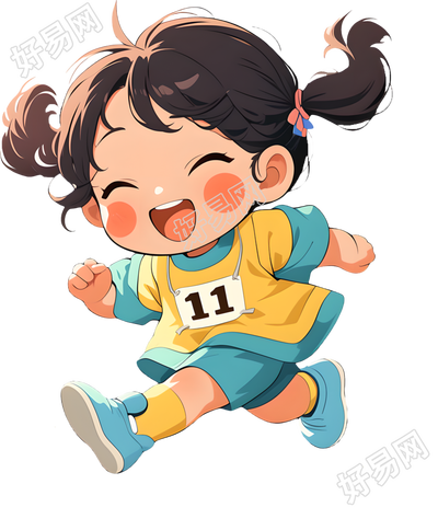 亲子运动可爱女孩元素
