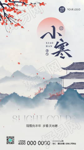 小寒节气传统习俗宣传手机海报
