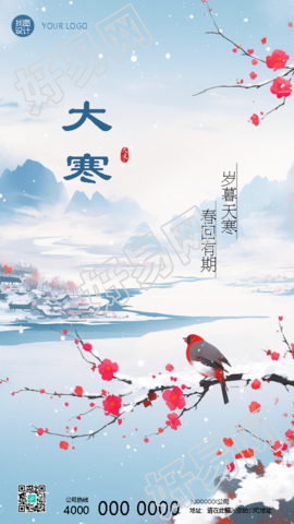 24节气大寒注意保暖手机海报