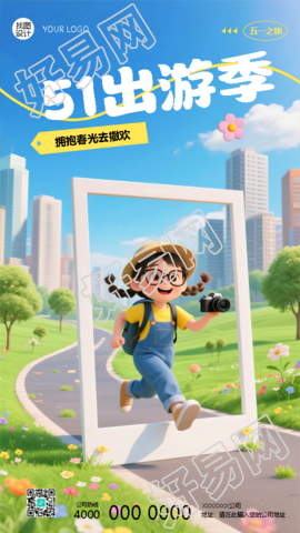 51劳动节出游季动漫风手机海报
