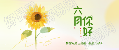 六月你好小清新向日葵微信公众号首图