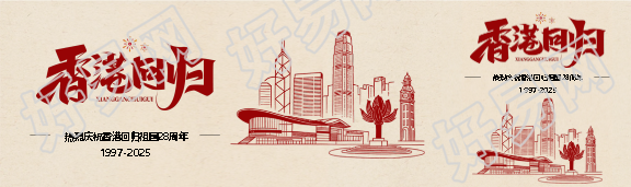 香港回归创意复古风公众号封面图