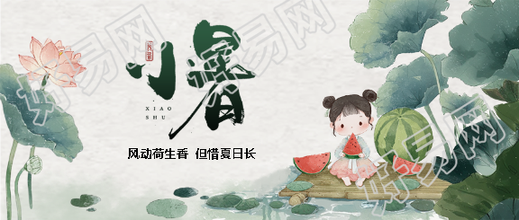 小暑时节水墨荷花微信公众号首图