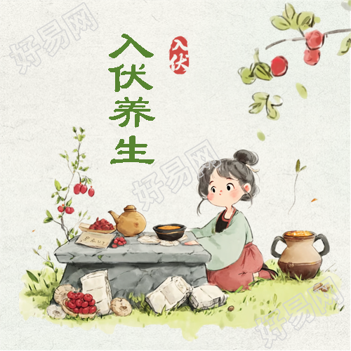 入伏养生卡通风格微信公众号次图