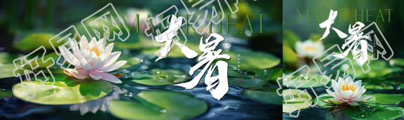 大暑节气荷花绽放公众号封面图