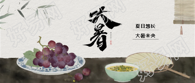 大暑时节水墨风葡萄微信公众号首图
