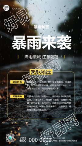 暴雨来袭安全小贴士手机海报