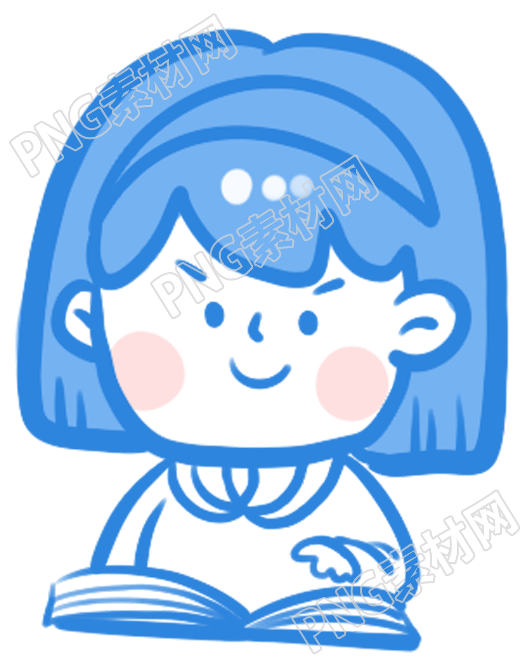 卡通看书小女生