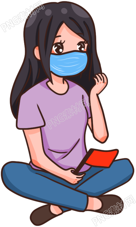 戴口罩长发女孩