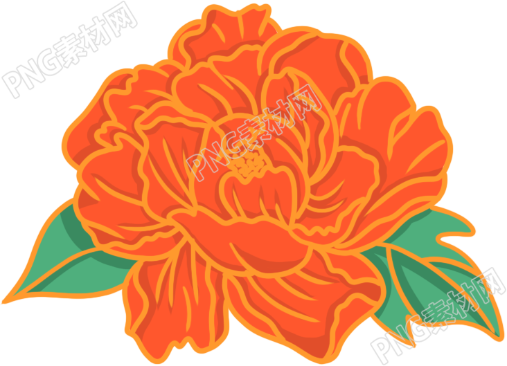 鲜艳的牡丹花手绘素材