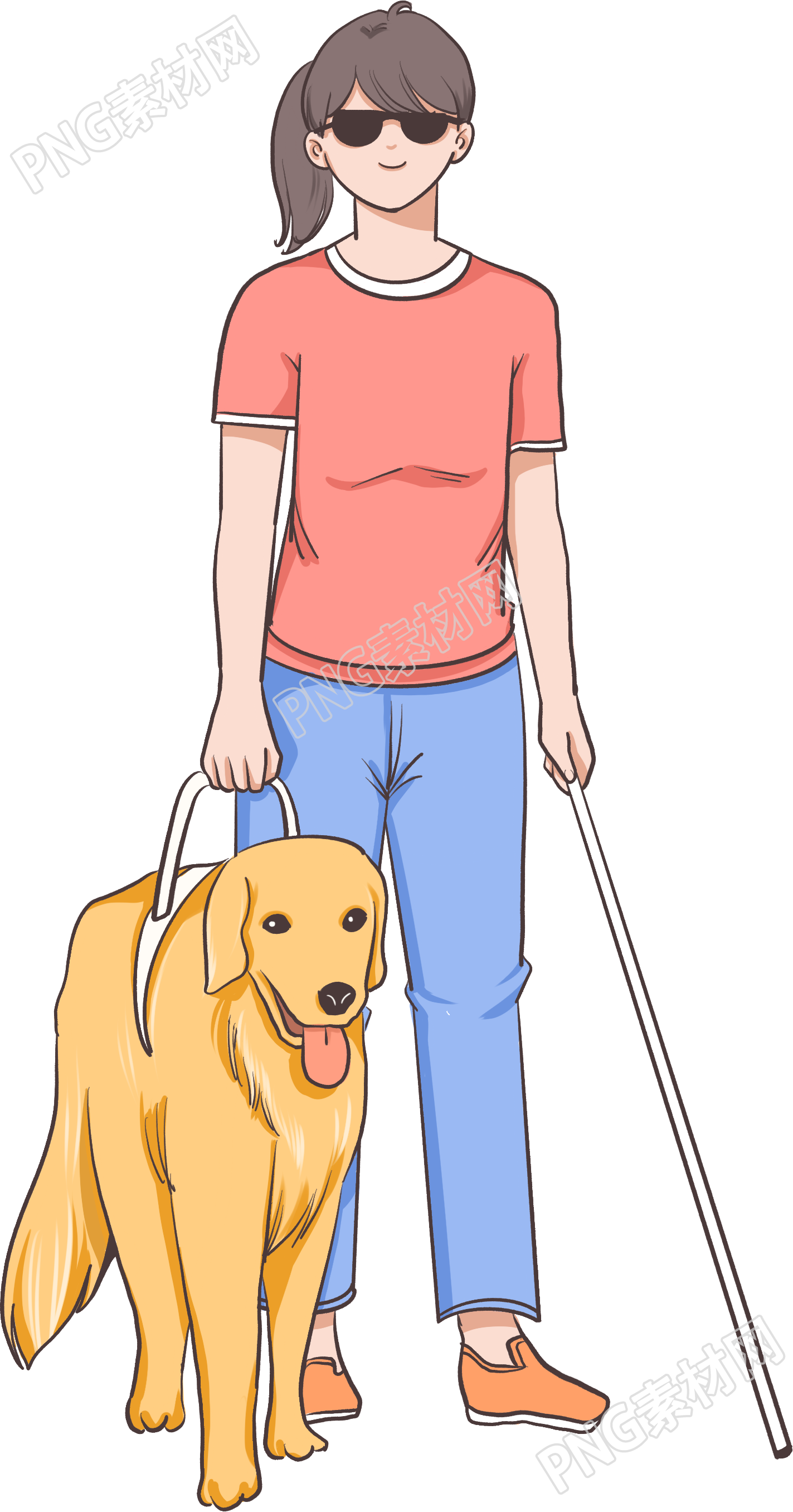 盲人带着导盲犬素材