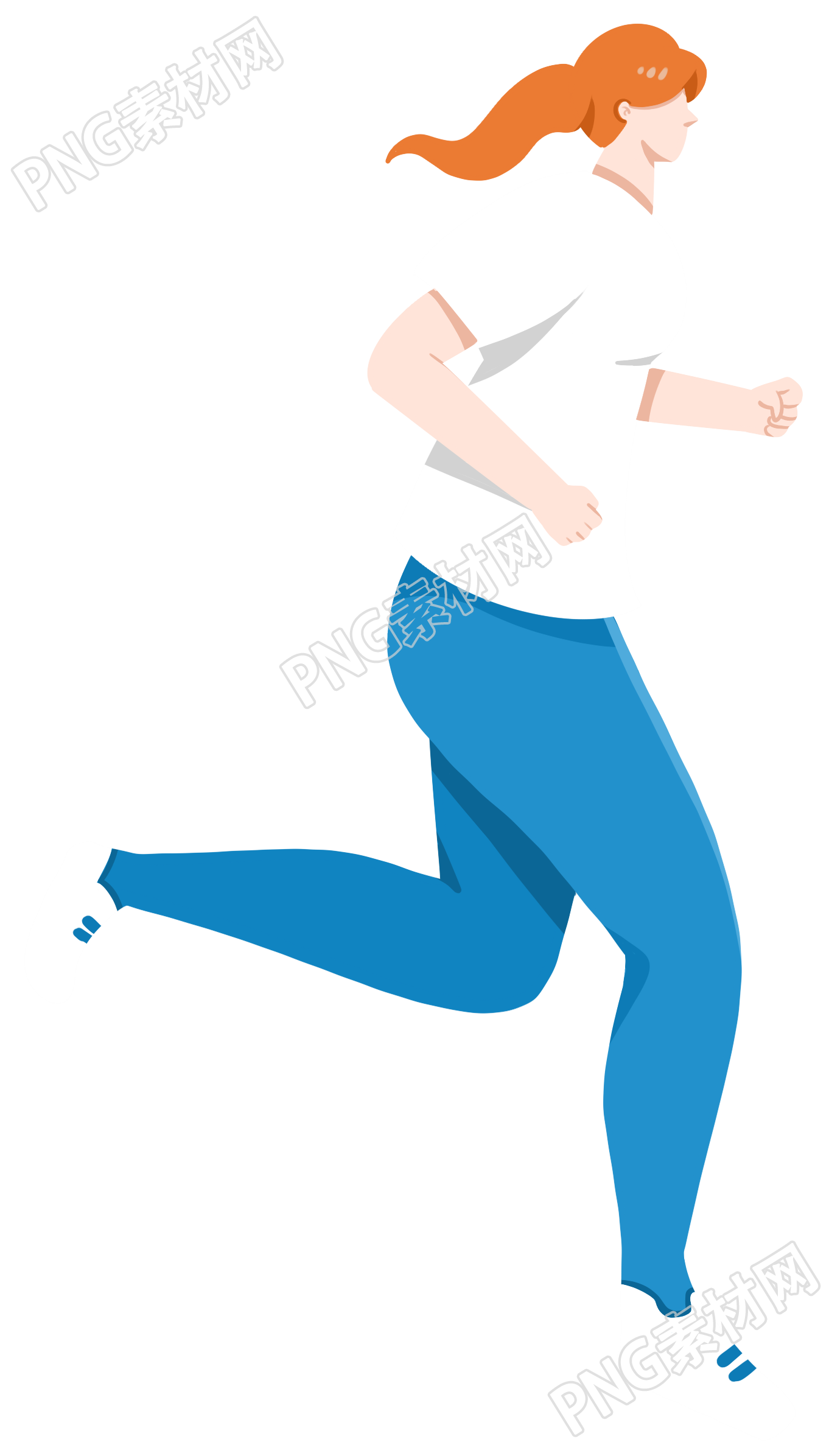 手绘跑步运动女生素材