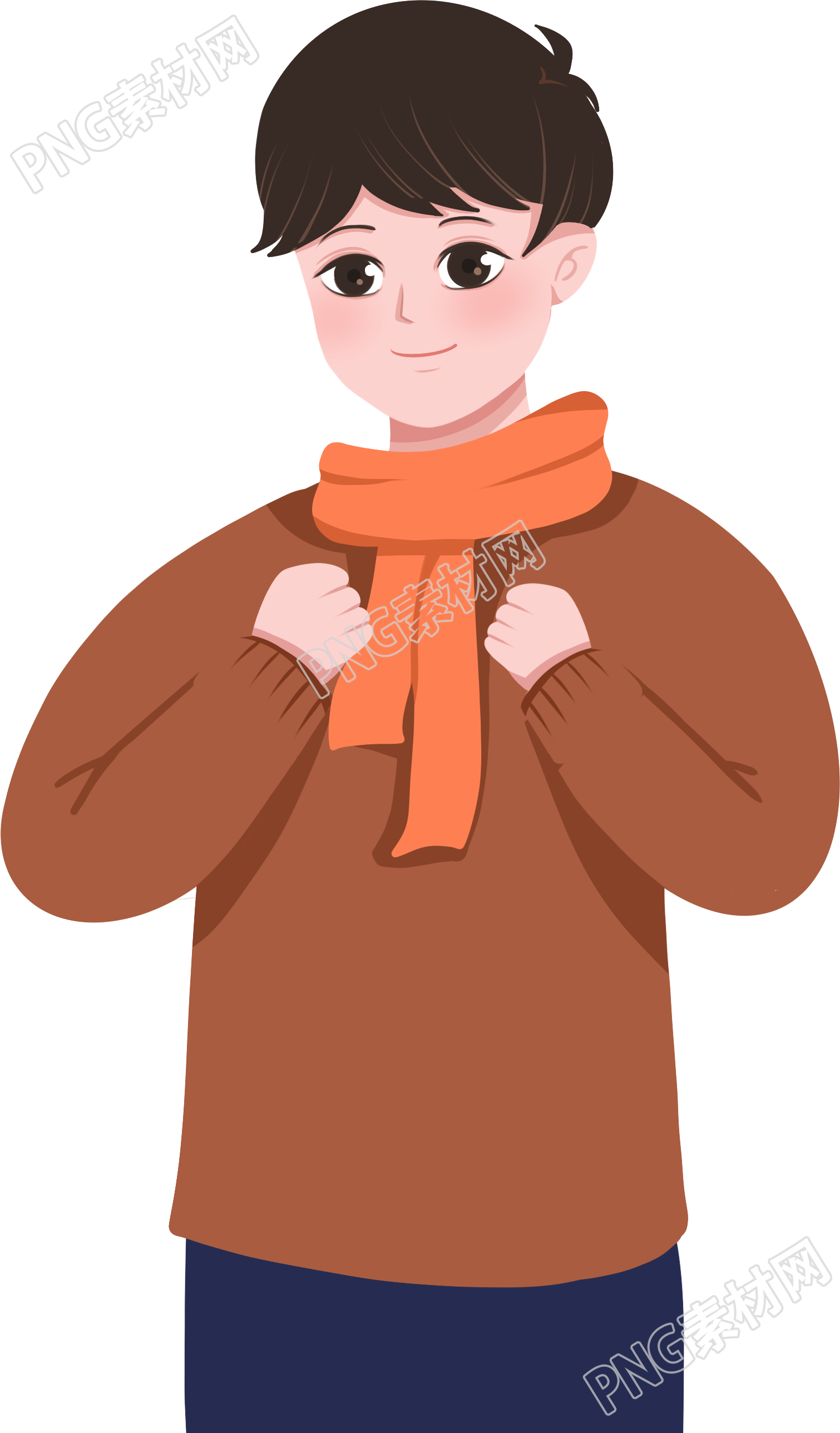 冬季戴围巾的男孩素材