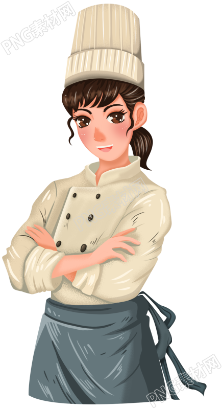 带主厨帽的女厨师