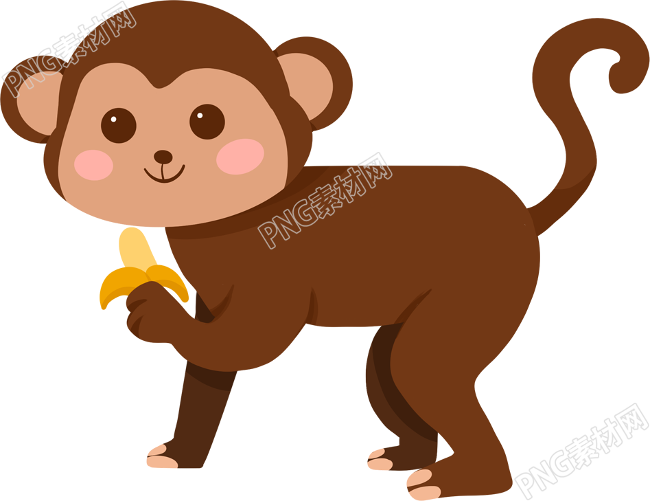 卡通吃香蕉的猴子动物素材