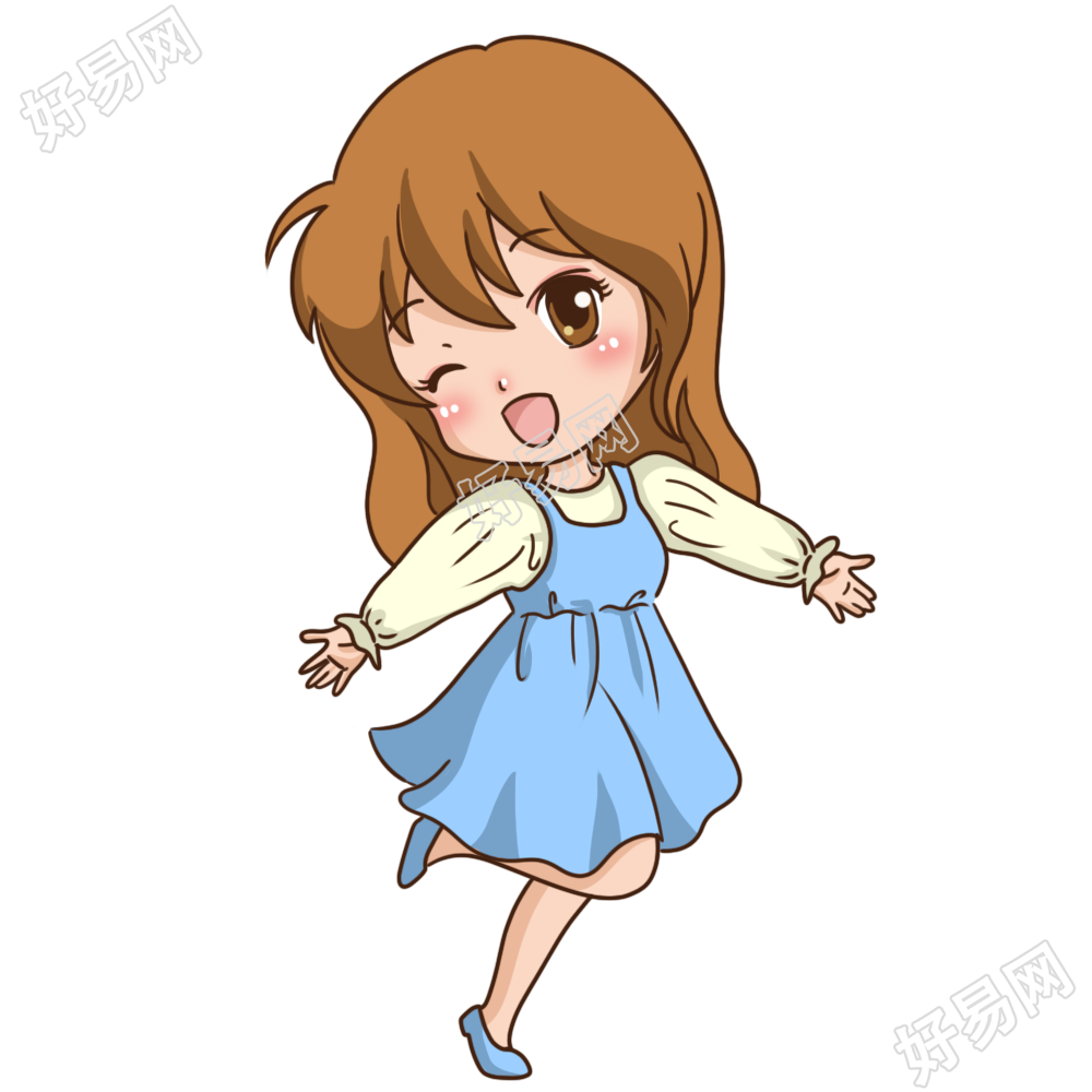 手绘漫画卡通女生人物素材
