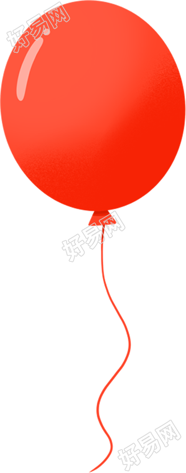 红色卡通气球手绘素材