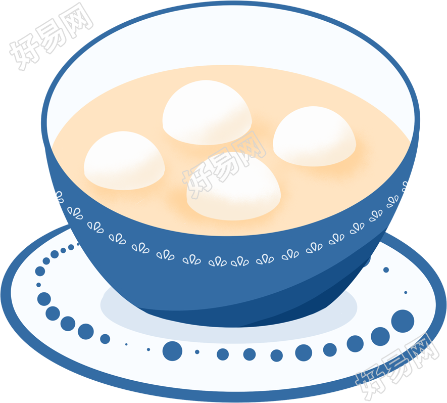 卡通美食元宵节的一碗汤圆素材