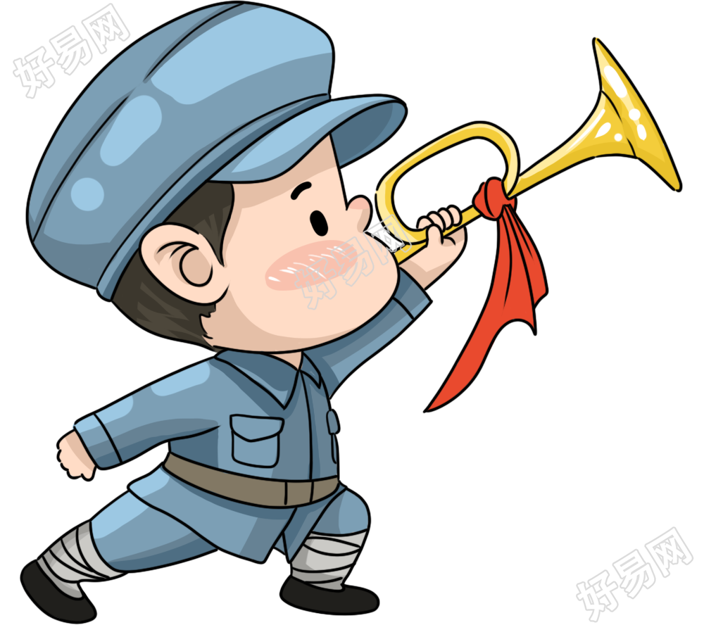 冲锋号军人手绘人物素材图片