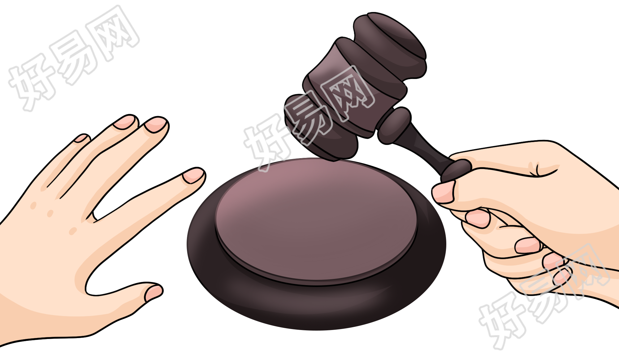 手绘法律敲法槌免抠图片素材