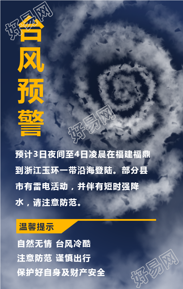台风暴雨预警手机海报
