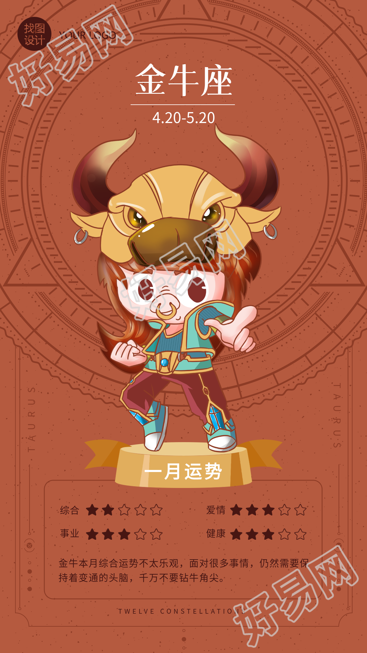 金牛座月份运势分析星盘海报