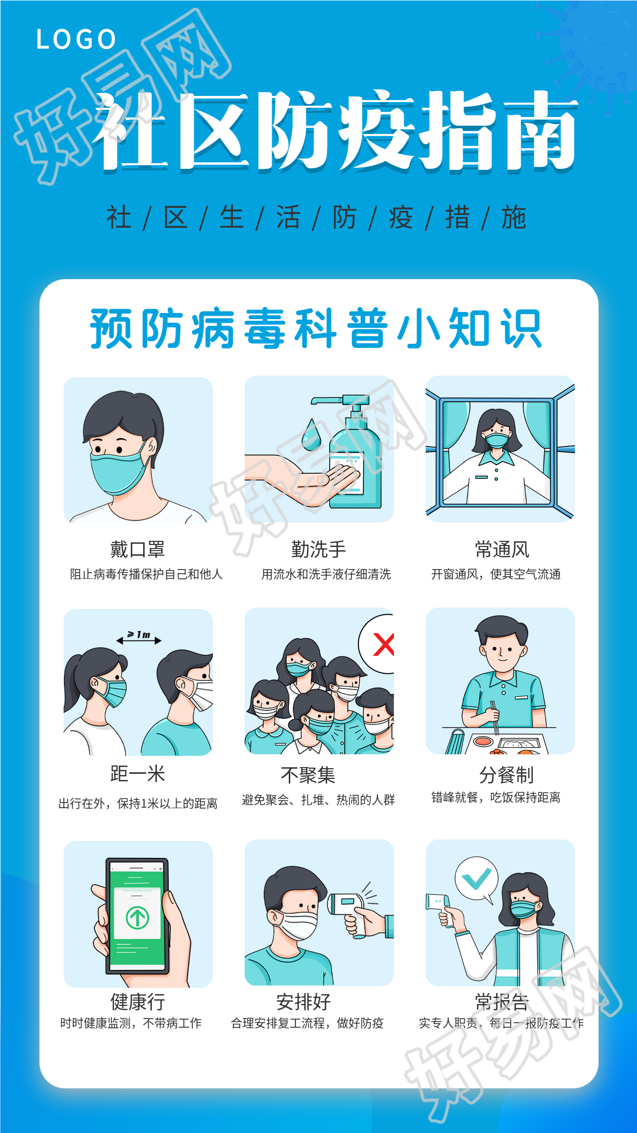 社区防疫指南预防病毒科普小知识海报