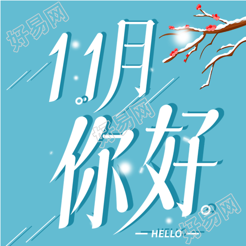 梅花树枝下雪11月你好次图