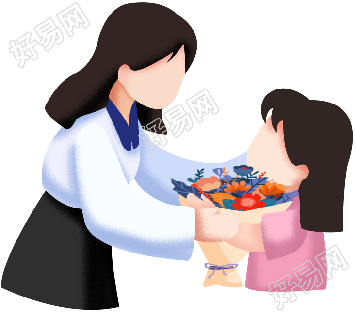 手绘教师节老师学生