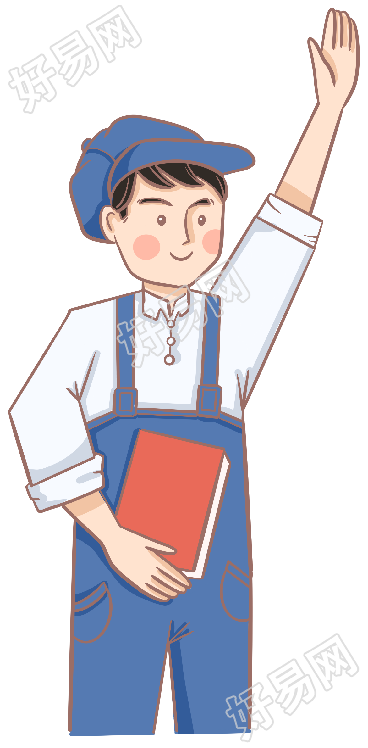 戴帽子人物/书本、