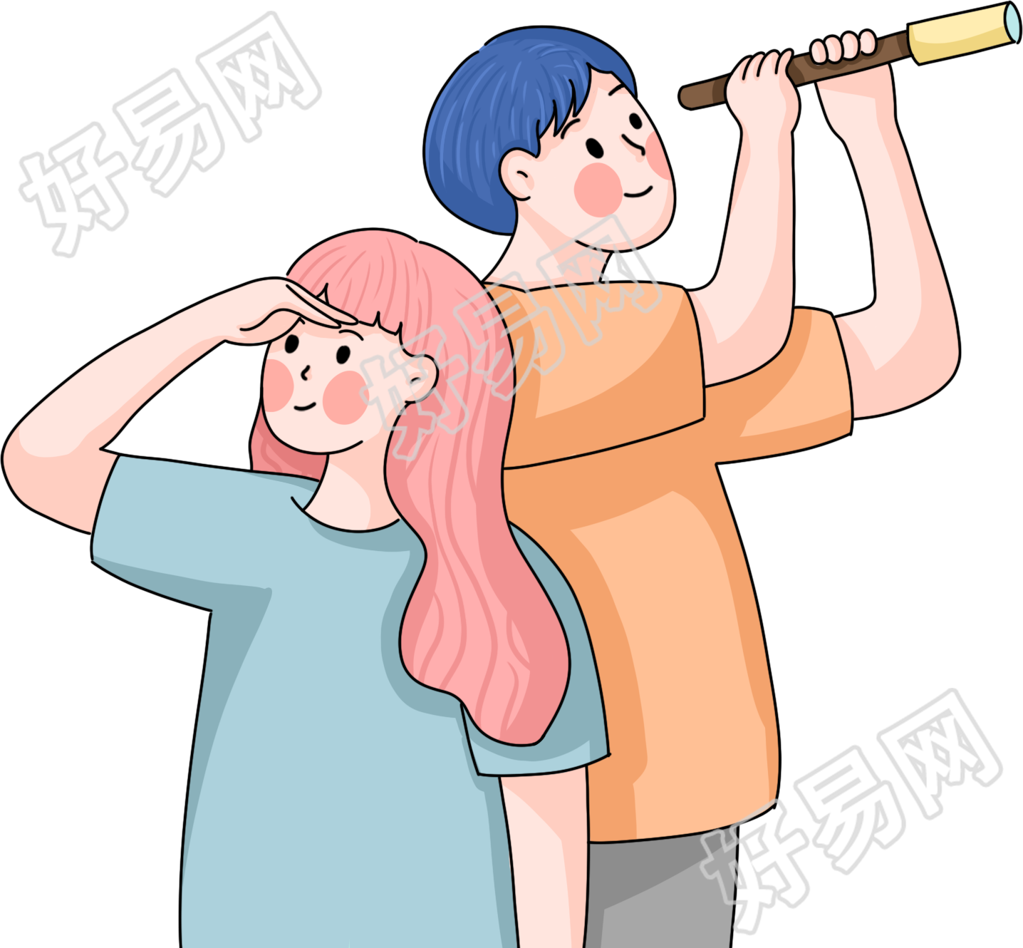 人物组合/望远镜