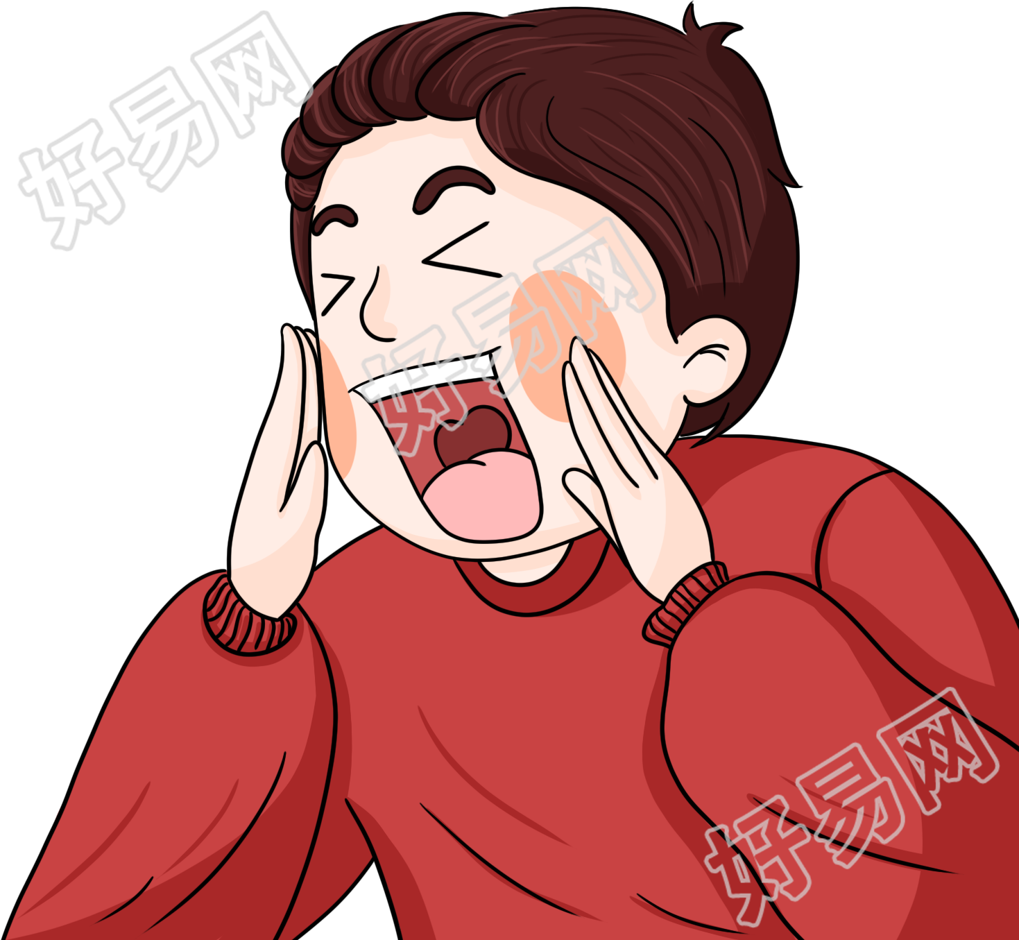 开心呐喊小男孩