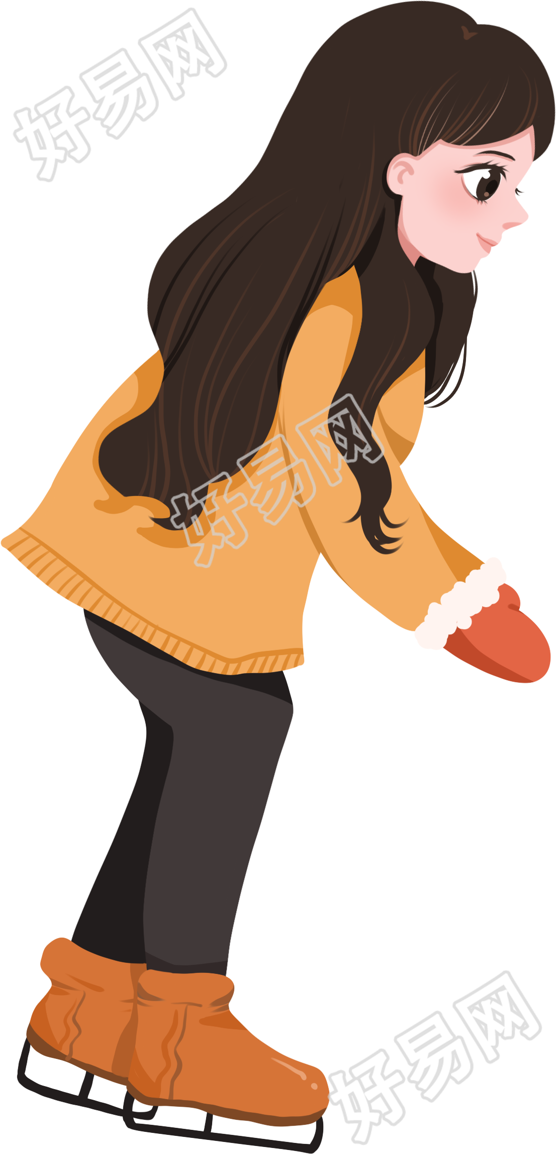 滑雪的小女孩