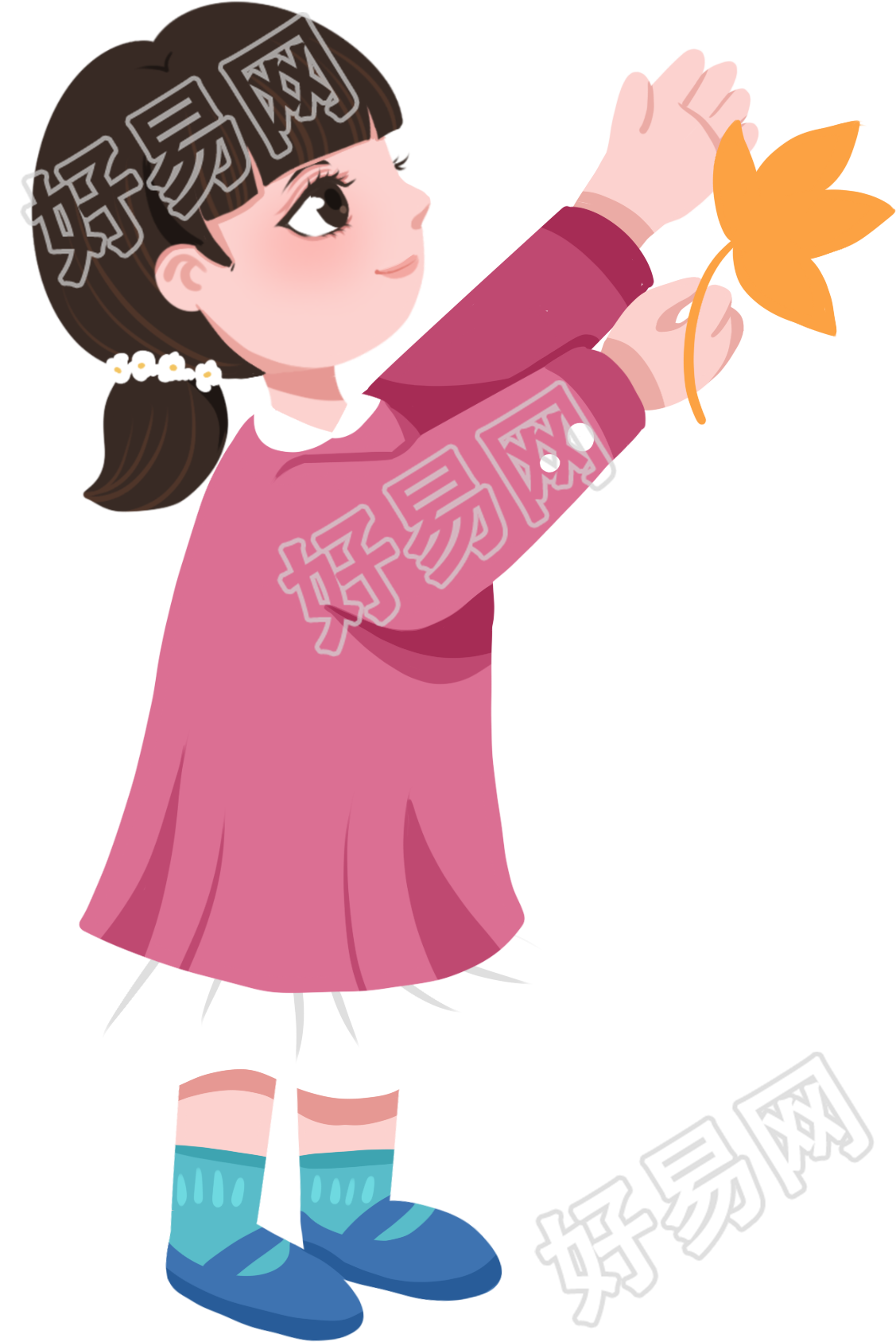 秋天/小女孩/枫叶